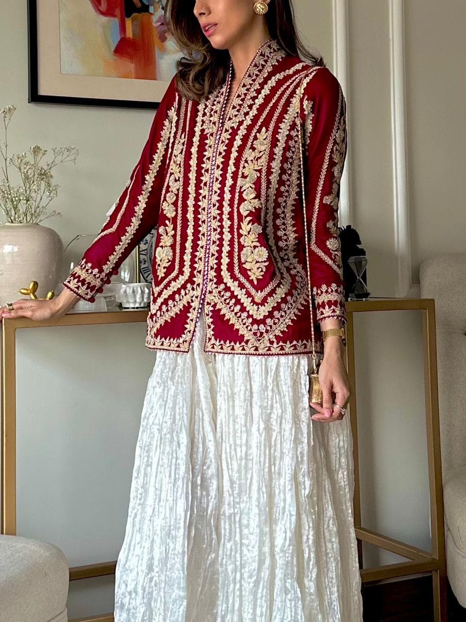 New Collection — red embroidered jacket